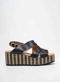 Sandale/pantofi decupați material neted toc de 7 la 9 cm negru GADEA femeie
