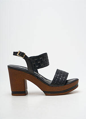 Sandale/pantofi decupați material neted toc de 7 la 9 cm negru GADEA femeie