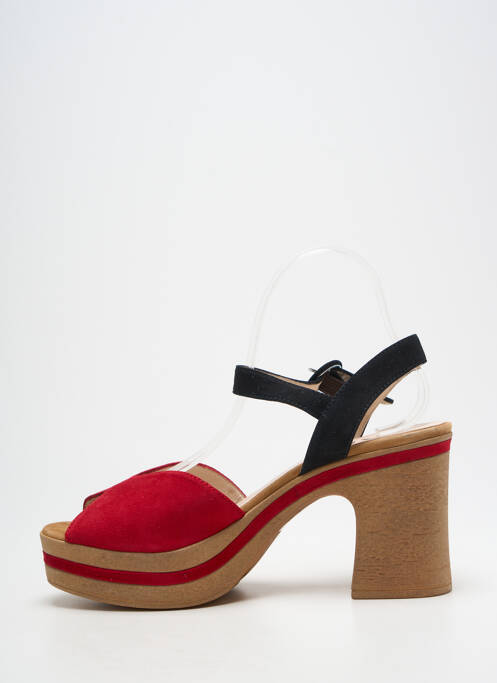 Sandale/pantofi decupați semi compensat toc de 7 la 9 cm roșu GADEA femme