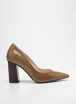 Pantofi cu toc material neted toc de 7 la 9 cm maro LODI femeie