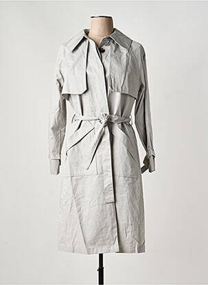 Trench țesătură poplin fără glugă gri ARTLOVE femeie