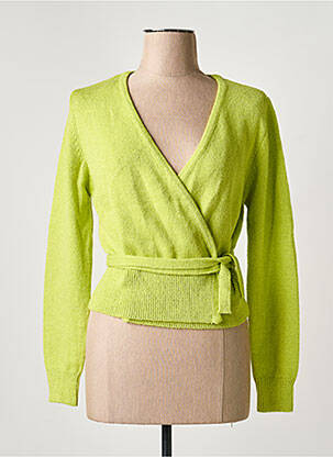 Cardigan petrecut mansete cu margini elastice verde ARTLOVE femeie