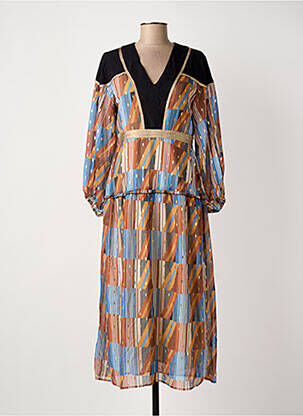 Rochie lungă mâneci lungi mâneci lungi maro MEISÏE femeie