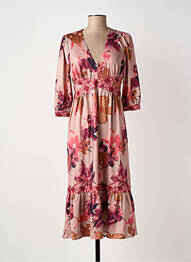 Rochie midi imprimeu floral mâneci 3/4 roz MEISÏE femeie