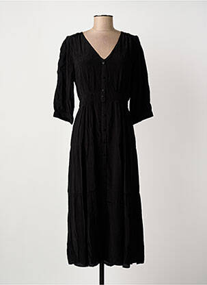 Rochie lungă țesătură crep mâneci 3/4 negru ARTLOVE femeie