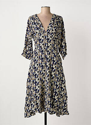 Rochie midi mâneci 3/4 mâneci 3/4 albastru ARTLOVE femeie