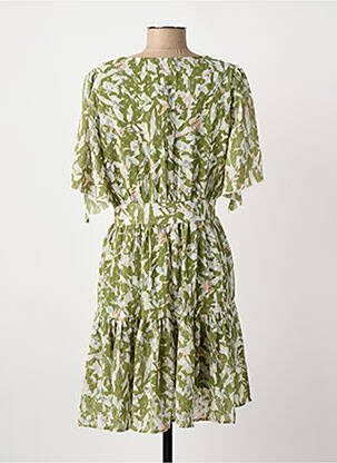Rochie midi imprimeu fantezie mâneci scurte verde ARTLOVE femeie
