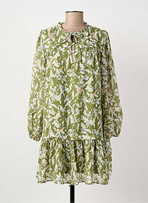Rochie scurtă croială evazată mâneci lungi verde ARTLOVE femeie