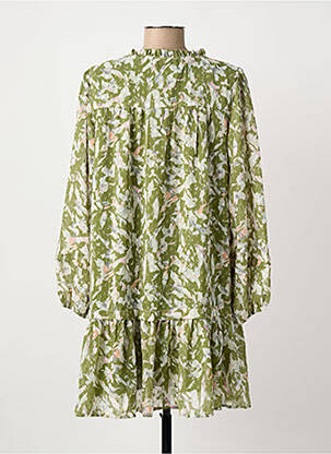 Rochie scurtă croială evazată mâneci lungi verde ARTLOVE femeie