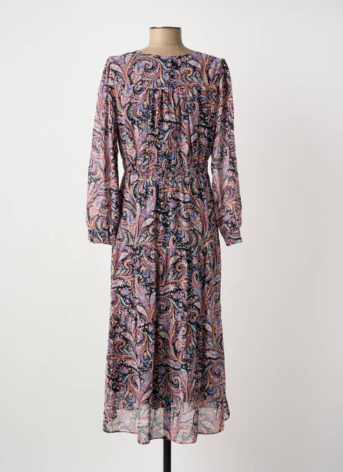 Rochie midi imprimeu floral mâneci lungi negru ARTLOVE femme