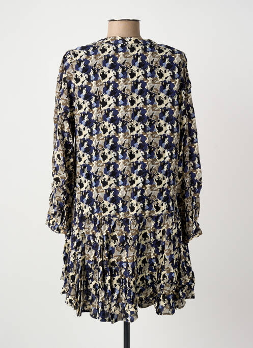 Rochie scurtă croială evazată mâneci lungi albastru ARTLOVE femme