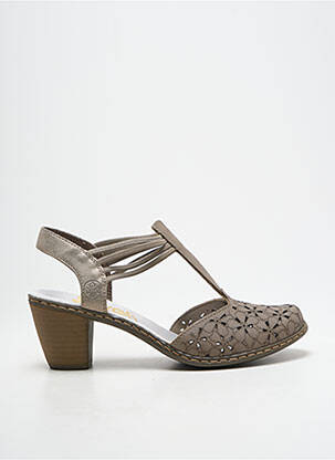Sandale/pantofi decupați material neted toc de 4 la 6 cm maro RIEKER femeie