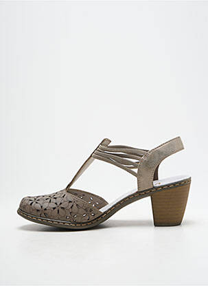 Sandale/pantofi decupați material neted toc de 4 la 6 cm maro RIEKER femeie