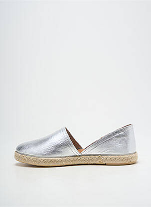 Espadrile țesătură satinată toc plat până la 3 cm argintiu VERBENAS femeie
