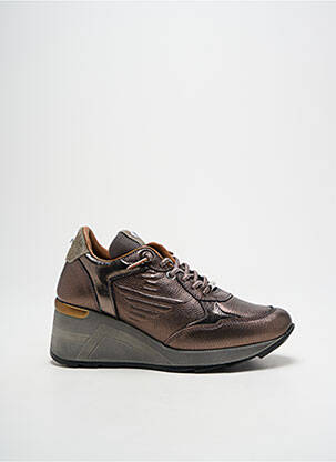 Adidași material neted toc de 4 la 6 cm maro CETTI femeie