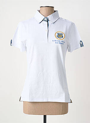 Polo broderie mâneci scurte alb ERIC TABARLY femeie