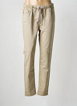 Pantalon slim talie elastică mărime normală bej GEISHA femeie