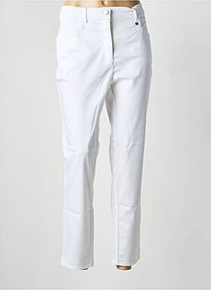 Pantalon slim țesătură poplin mărime normală alb TONI DRESS femeie