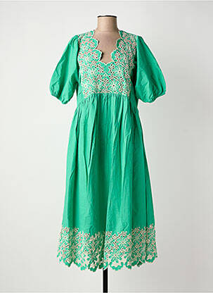 Rochie lungă mâneci scurte mâneci scurte verde CULTURE femeie