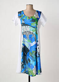 Rochie midi imprimeu fantezie mâneci scurte alb POISSONS BLANCS femme