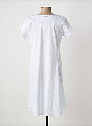 Rochie midi imprimeu fantezie mâneci scurte alb POISSONS BLANCS femeie