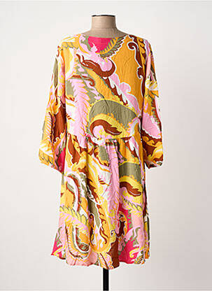Rochie midi imprimeu fantezie mâneci lungi portocalie B.YOUNG femeie