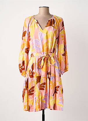 Rochie midi imprimeu fantezie mâneci lungi portocalie B.YOUNG femeie