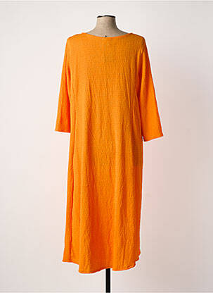 Rochie midi mâneci 3/4 mâneci 3/4 portocalie POISSONS BLANCS femeie