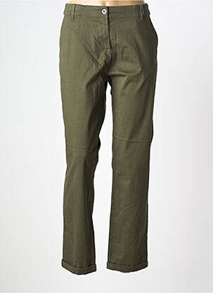 Pantalon chino țesătură poplin mărime normală verde DAMART femeie