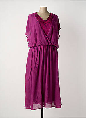 Rochie midi croială fluidă mâneci scurte violet SHEEGO femeie