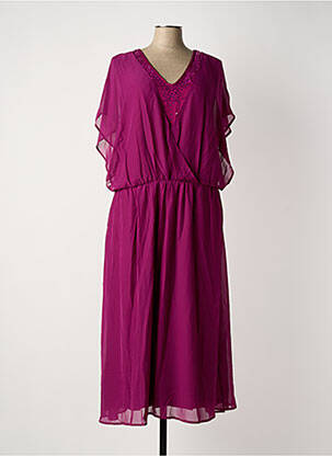 Rochie midi croială fluidă mâneci scurte violet SHEEGO femeie