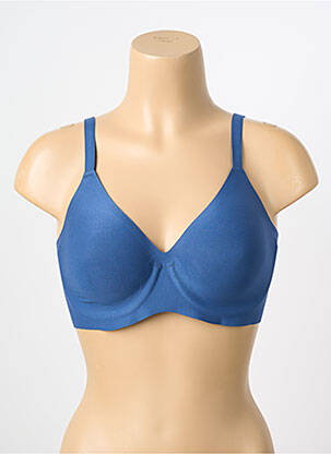 Sutien efect material satinat sutien cupe întregi cu decolteu înalt albastru CHANTELLE femeie