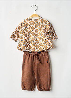 Set pantaloni mâneci lungi maro SUCRE D'ORGE fată