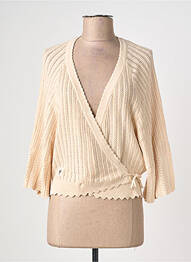 Cardigan petrecut mâneci 3/4 bej BLUTSGESCHWISTER femeie