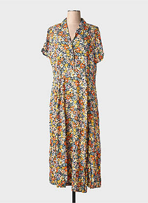 Rochie lungă mâneci scurte mâneci scurte galben EMILYANDFIN femeie