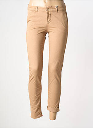 Pantalon chino țesătură poplin mărime normală bej KANOPE femeie