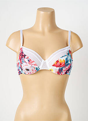Sutien efect material satinat sutien cupe întregi cu decolteu înalt alb PASSIONATA femeie