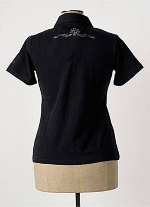 Polo broderie mâneci scurte negru THE HAKADANCE femeie