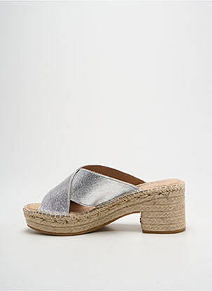 Espadrile țesătură satinată toc de 4 la 6 cm argintiu LA MAISON DE L'ESPADRILLE femeie