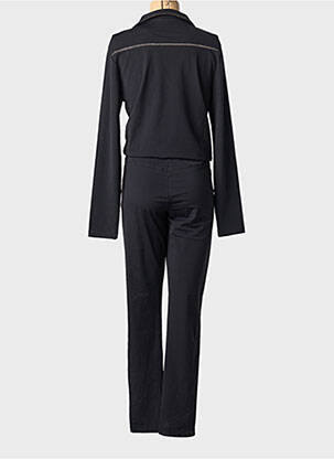 Salopetă-pantalon închidere cu nasturi pe față mâneci lungi negru HBT femeie