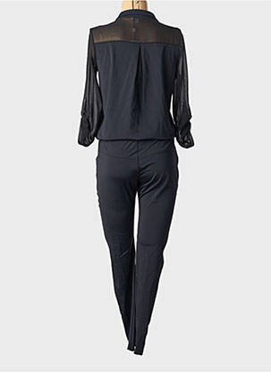 Salopetă-pantalon închidere cu nasturi pe față mâneci 3/4 negru HBT femeie