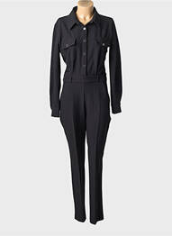 Salopetă-pantalon țesătură crep mâneci lungi negru MORGAN femme