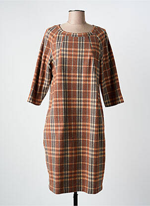 Rochie midi mâneci 3/4 mâneci 3/4 maro NINATI femeie