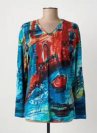 Tricou imprimeu fantezie mâneci lungi albastru ORIENTIQUE NATURALLY femeie