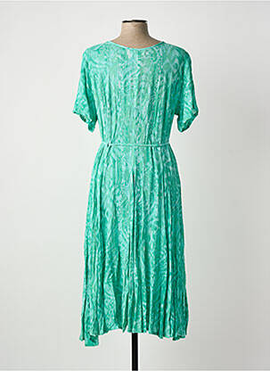 Rochie midi țesătură crep mâneci scurte verde ORIENTIQUE NATURALLY femeie