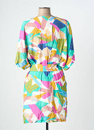Rochie midi imprimeu fantezie mâneci scurte verde SEE U SOON femeie