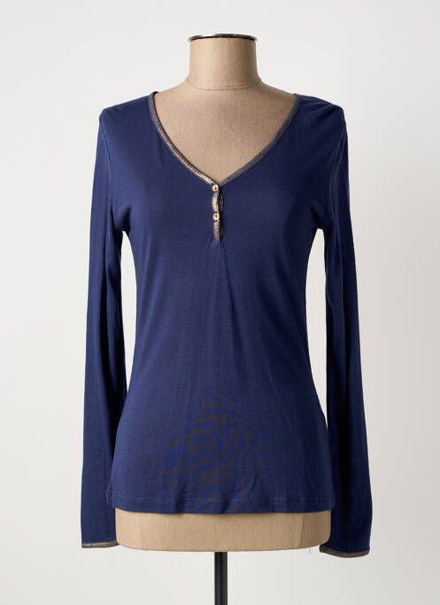 Tricou guler în v mâneci lungi albastru LA FEE MARABOUTEE femme