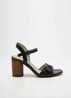 Sandale/pantofi decupați țesătură satinată toc de 7 la 9 cm negru LITTLE ...LA SUITE femeie