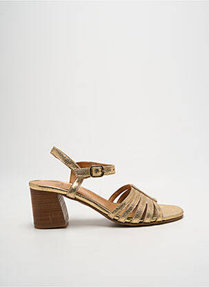 Sandale/pantofi decupați material neted toc de 4 la 6 cm auriu ALIWELL femme