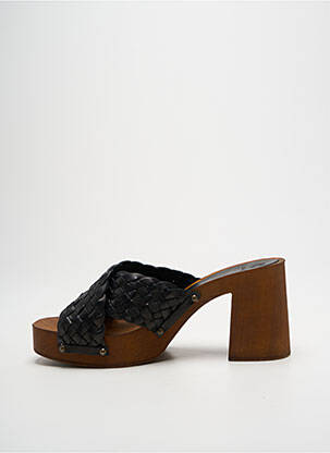 Mulete/saboți semi compensat toc de 7 la 9 cm negru NIMAL femeie